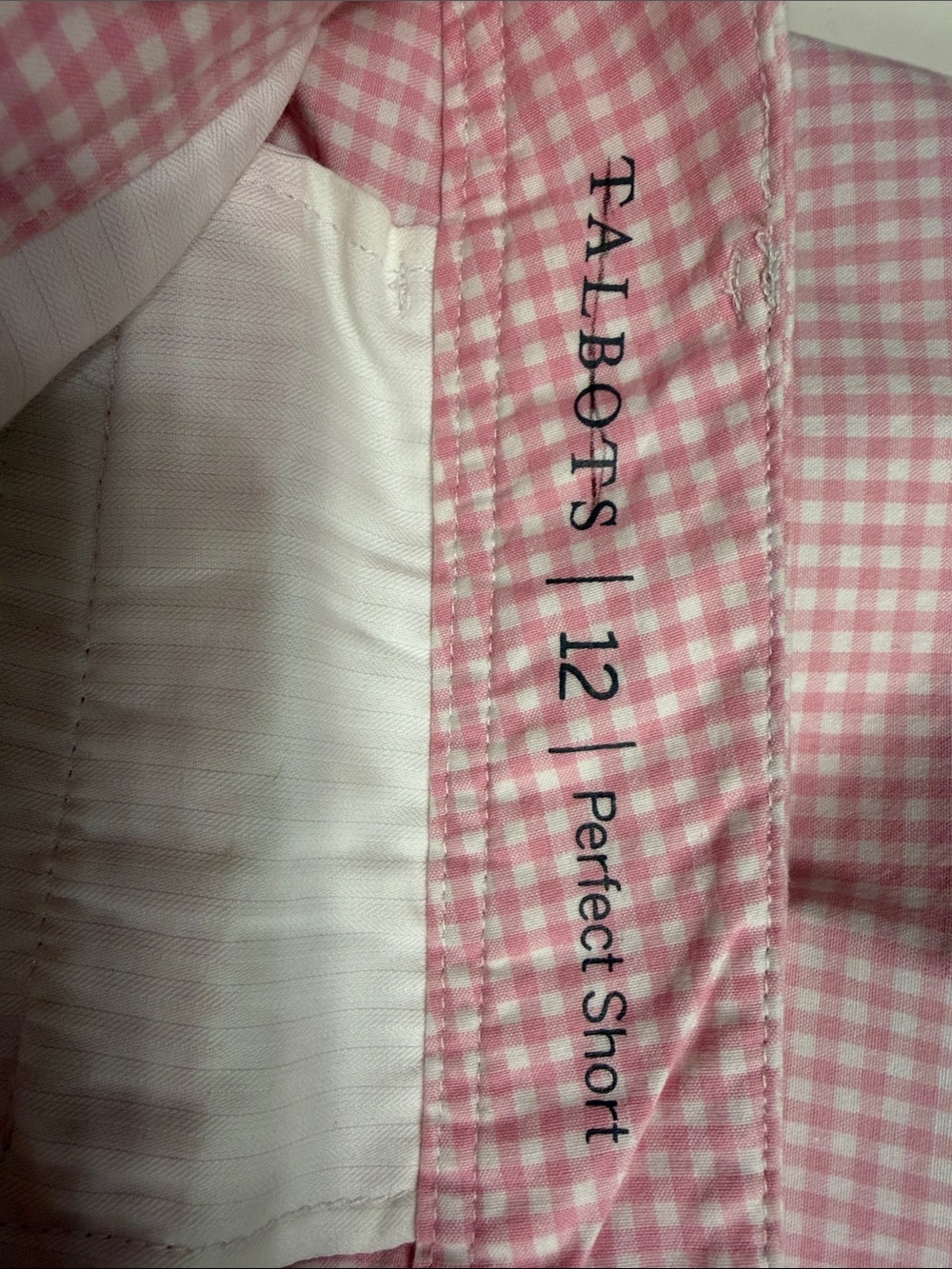 Talbots Pink Gingham Perfect Short with 5 inch inseam. - Picture 3 of 6